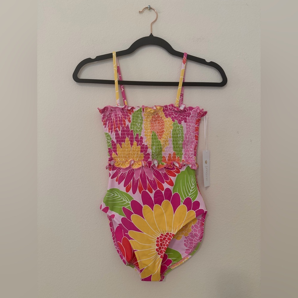 NWT J. Marie Tropical Ruched One Piece Swimsuit Sz XS Colorful Resortwear Summer